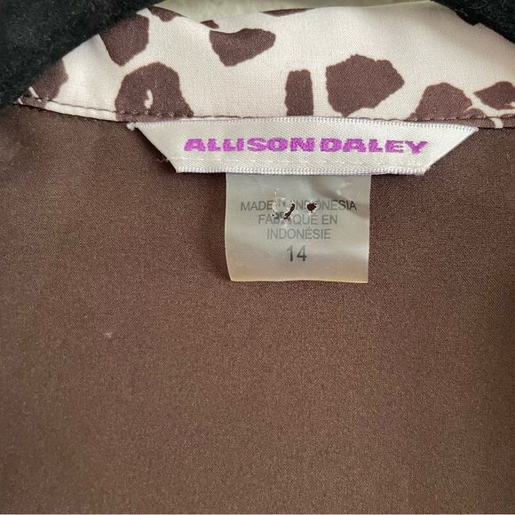 Allison Daley woman’s full zip Brown Jacket with Animal Print Collar size 14 - Picture 5 of 9